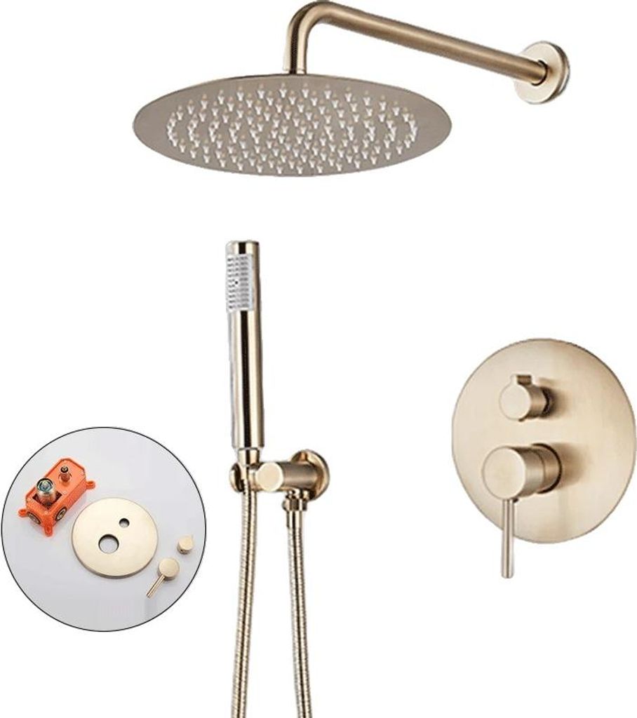 Duscharmatur Set, Messingmaterial, Elegantes Design, 2Wege 16Zoll