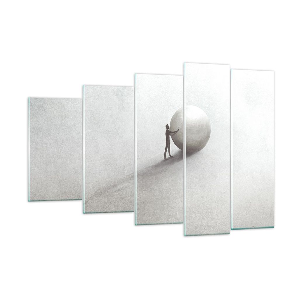 Bilder auf glas - 5 Teile - Sisyphus Arbeit Symbol - 150x100cm - Glasbilder - Wandbilder - Bilder - zum Aufhängen bereit - Wanddekoration aus Glas...