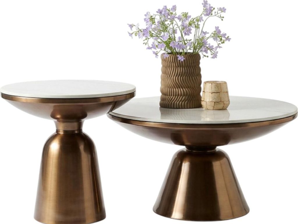 Alix Marmor / Bronze 2er-Set, Masse:75 cm X 75 cm + 50 cm X 50 cm
