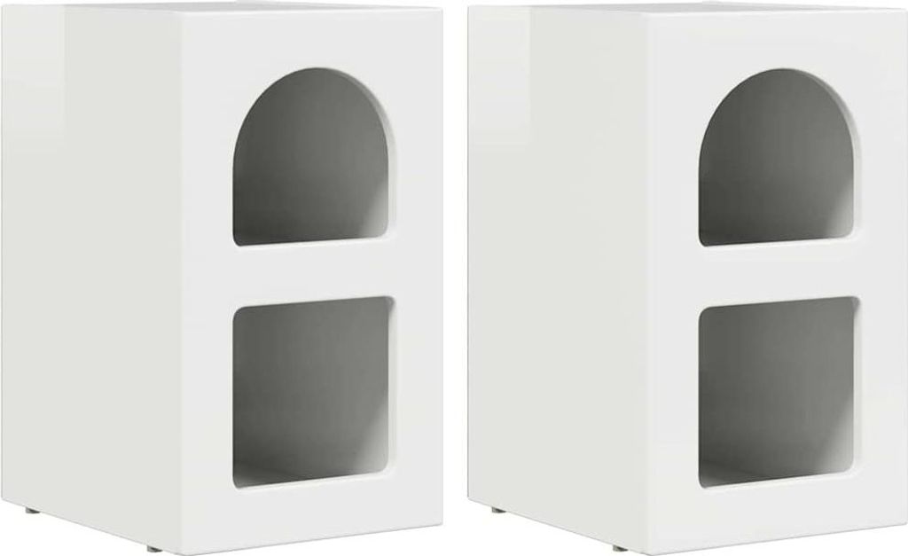 Nachttisch 2 pcs Hochglanz Weiß 29,5 x 33,5 x 50 cm