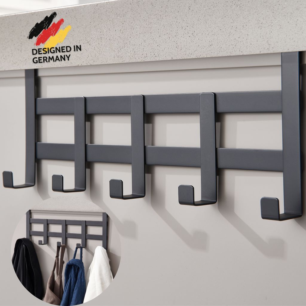 DEKAZIA® Türgarderobe zum Einhängen Schwarz-matt | Produktbild