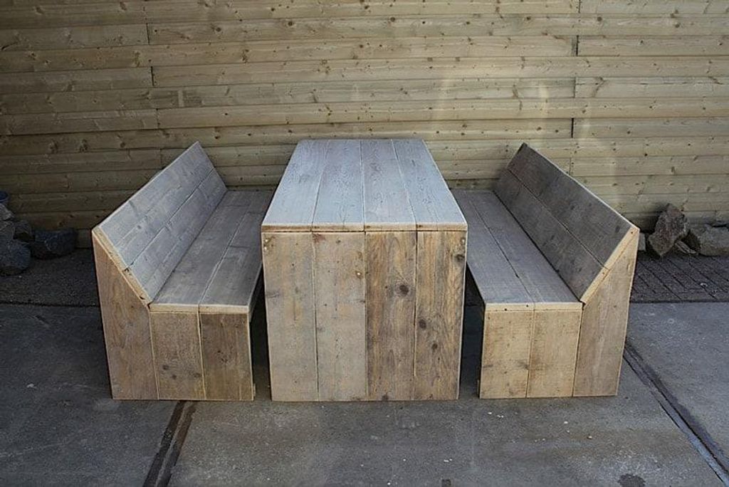 Gartenmöbel-Set Terschelling, Tisch 250x80 + 2 Bänke