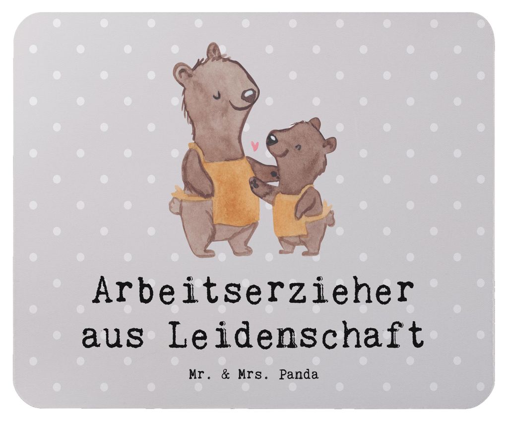 Mr. & Mrs. Panda Mouse Pad Arbeitserzieher Leidenschaft - Grau Pastell - Geschenk, Studium, Beruf, Lustig, Ausbildung, Spruch, laptop mousepad, Mau...