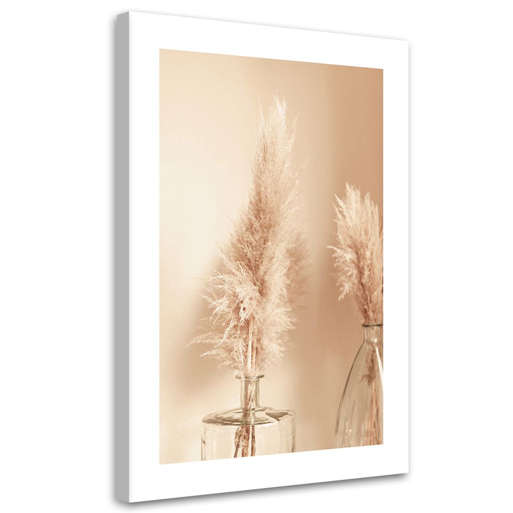 Leinwandbild Pampasgras in einer Vase 80x120 Feeby Beige bild für die wand bereit zum aufhängen