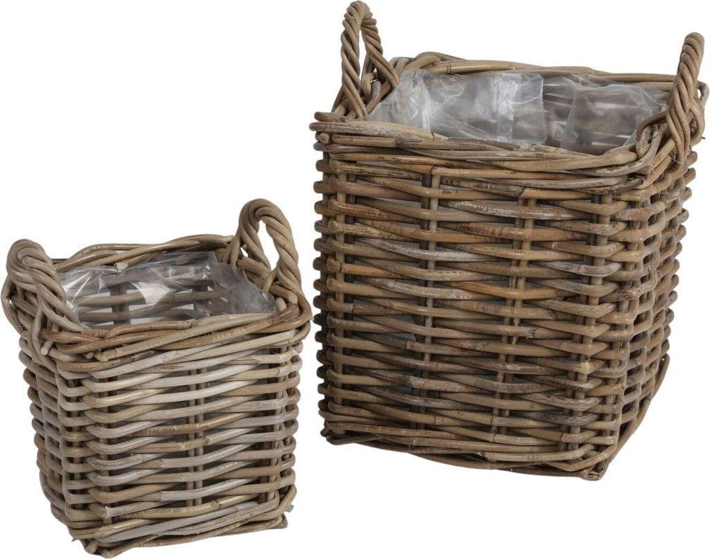 2tlg.Set Weidenkorb ATHENA eckig Aufbewahrungskorb Kartoffelkorb Erntekorb