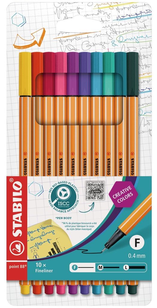 Stabilo® 8810-1 Fineliner, punt 88®, etui met 10 stiften, Productafbeelding 