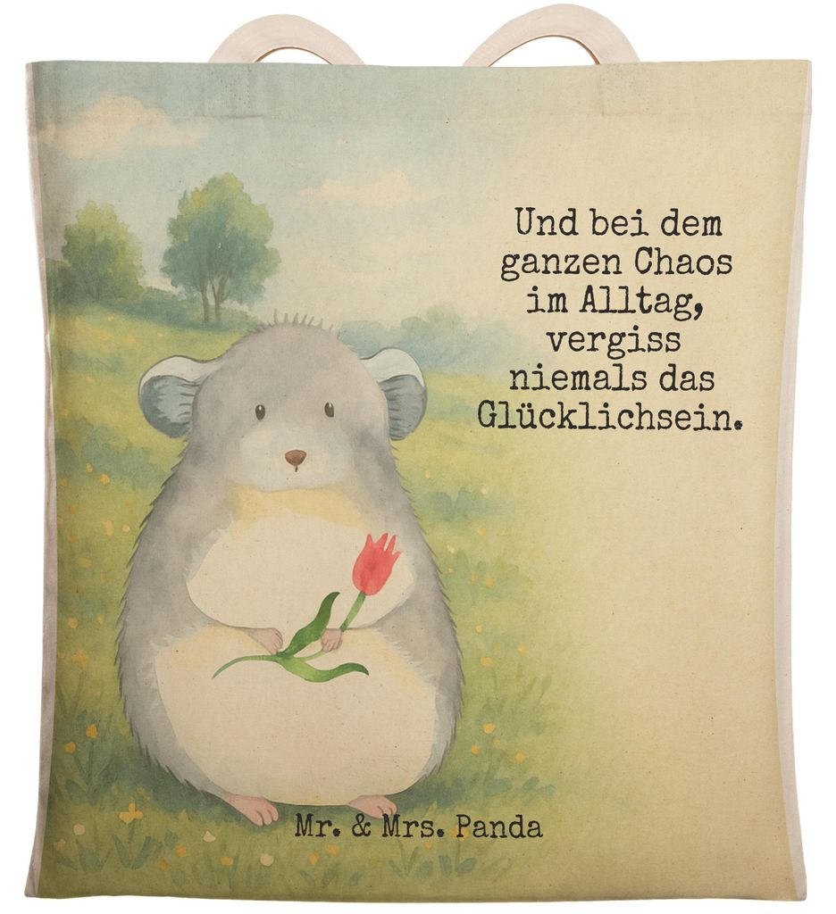 Mr. & Mrs. Panda shopping bag Chinchilla Blume Design - Weiß - Geschenk, Liebeskummer, Chaos, Stoffbeutel, Tragetasche, Tote, Lustige Sprüche, Ch...