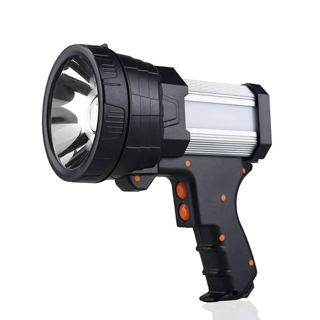 LED-Taschenlampe aus Metall, wiederaufladbare Handlampe mit großer Akkukapazität, Tragegriff & Schultergurt