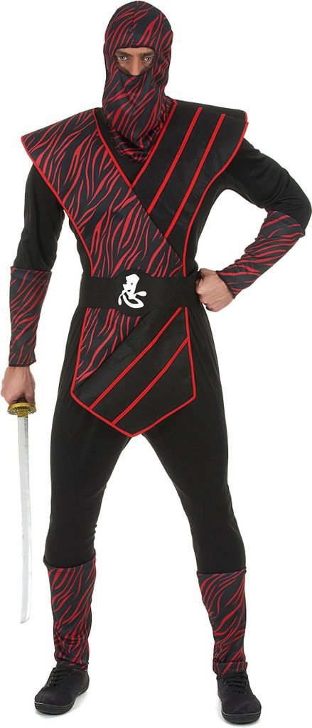 Traditionelles Ninja Herrenkostüm schwarz-rot - L Produktbild 