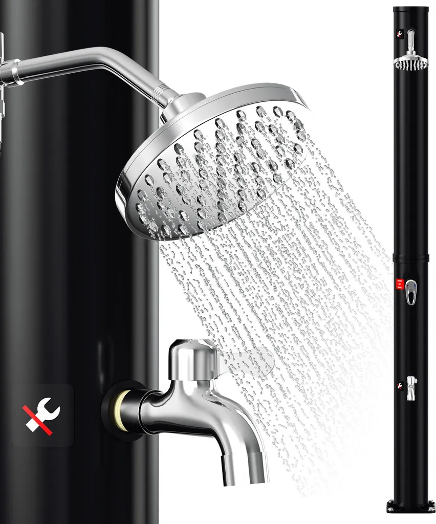 Douche solaire de jardin Izrielar 20L avec pommeau orientable et socle