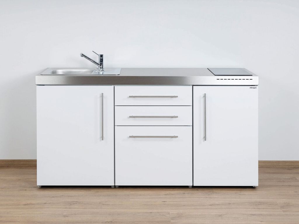 Stengel Miniküche Premiumline MP 170 Weiß mit Kühlschrank & Induktionskochfeld