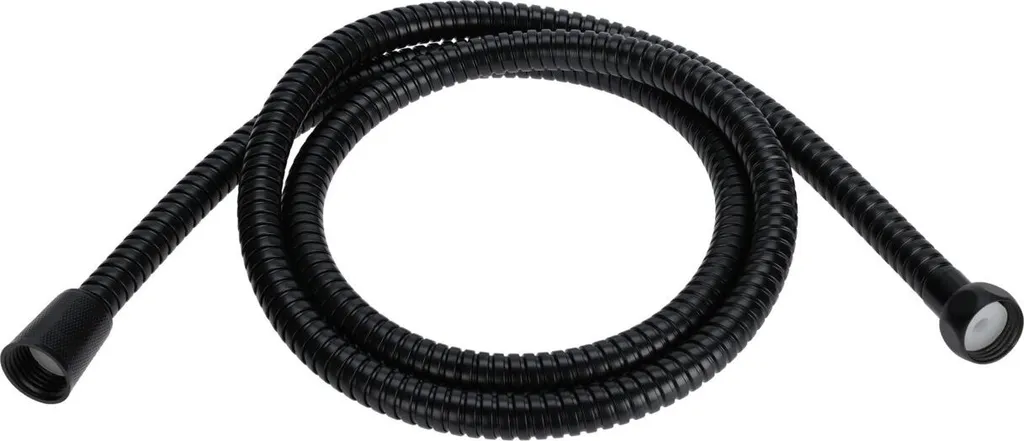Tubo doccia in acciaio inox, nero, 150 cm, filettatura 1/2