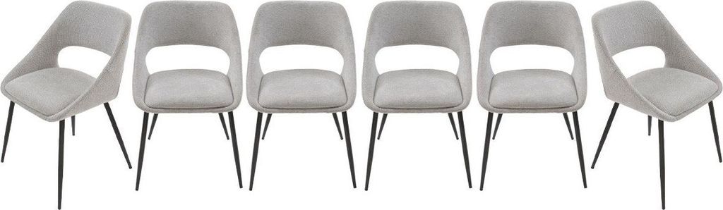 SIGNATURE - Set mit 6 Stühlen aus grauem Stoff mit Metallbeinen L51 cm - ELODIE
