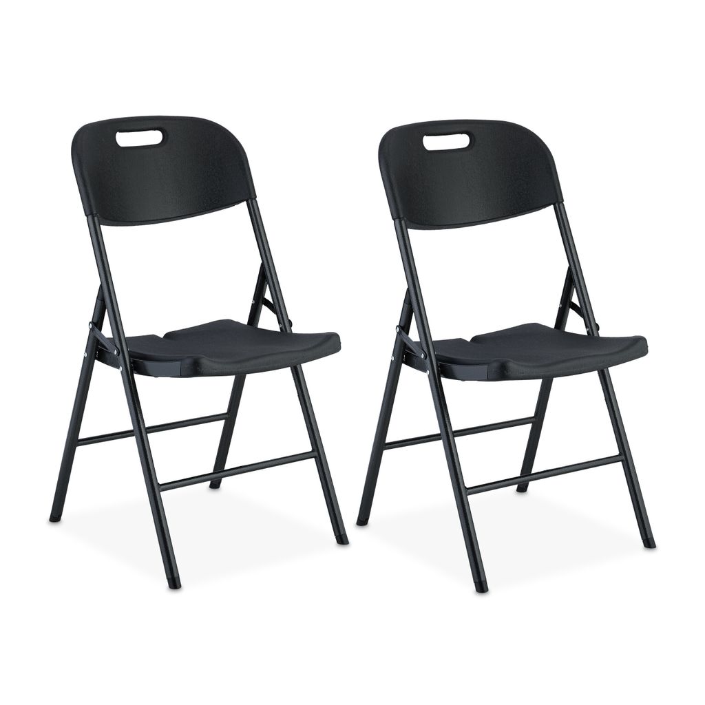 Klappstuhl für draußen - Garten & Balkon - wetterbeständig - Kunststoff & Stahl - schwarz