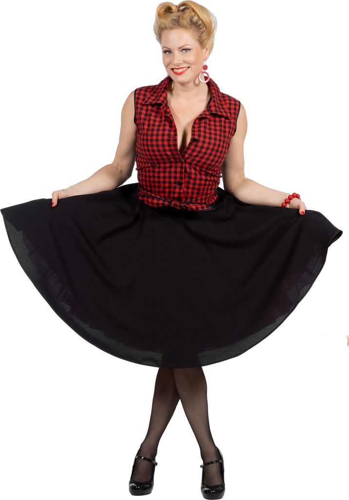 50's Rockabilly Dame Rizzo Rood-Zwart 52 Produktbild 
