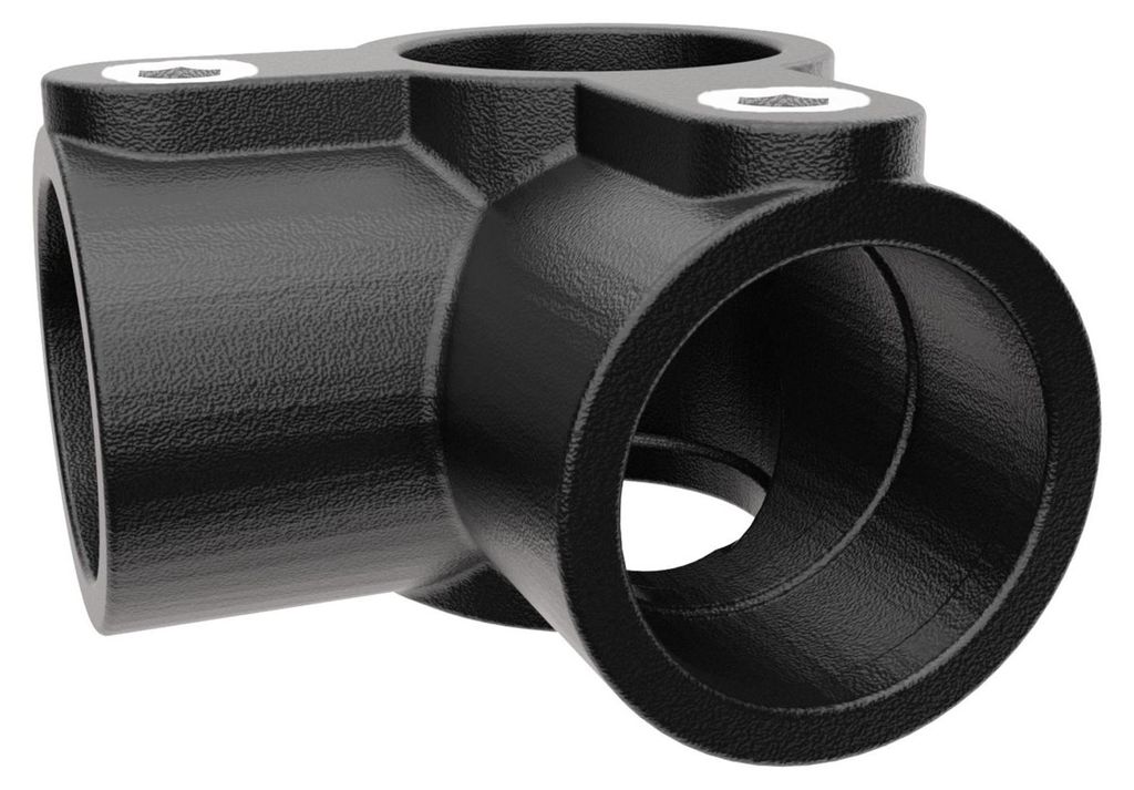 GeZu Impex Rohrverbinder Eckstück Ø 27 mm Schwarz Pulverbeschichtet 90° Ecke