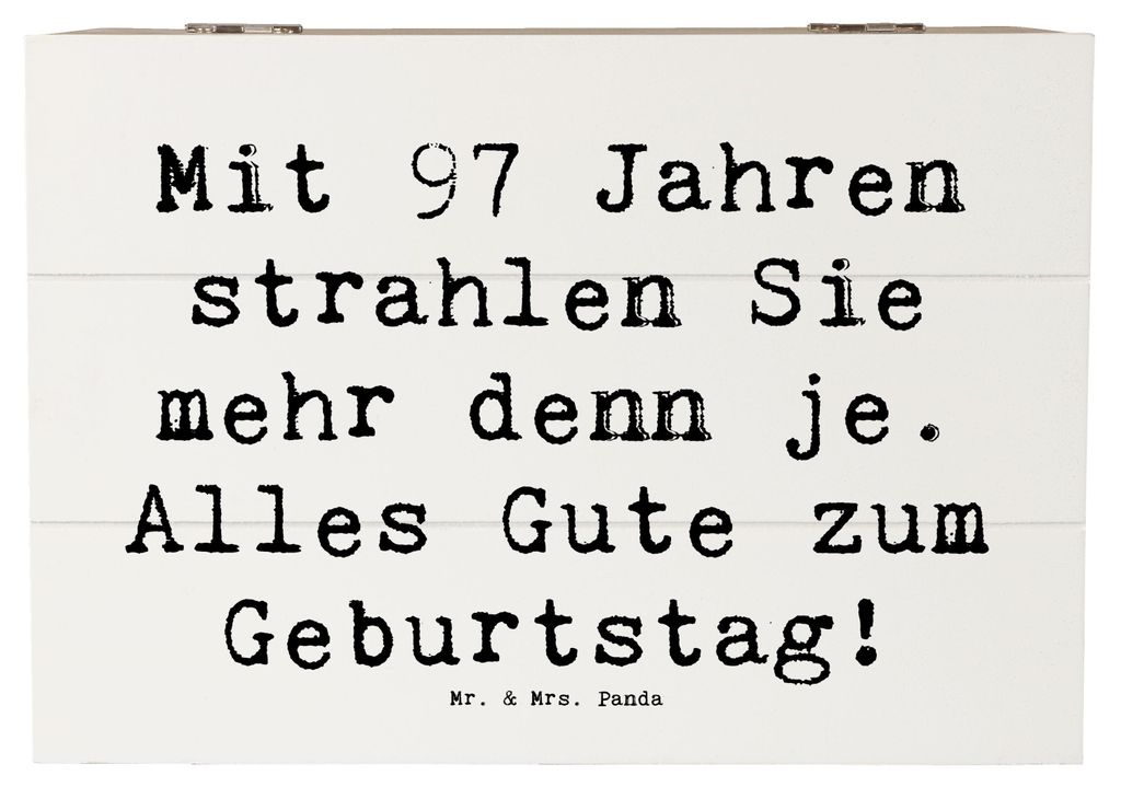 Mr. & Mrs. Panda holzschachtel Spruch 97. Geburtstag Strahlen 22 x 15 cm - Weiß - Geschenk, kiste holz, besonderer Tag, Alter, Schatzkiste, Famili...