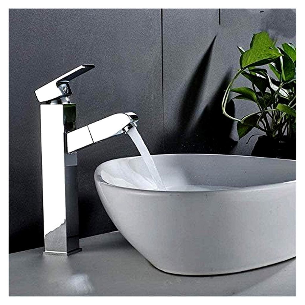 Küchenarmaturen, Waschtischarmatur, Wassermischbatterie aus Edelstahl, Einloch-Wasserhahn, Wasserfall für Badezimmer und Toilette