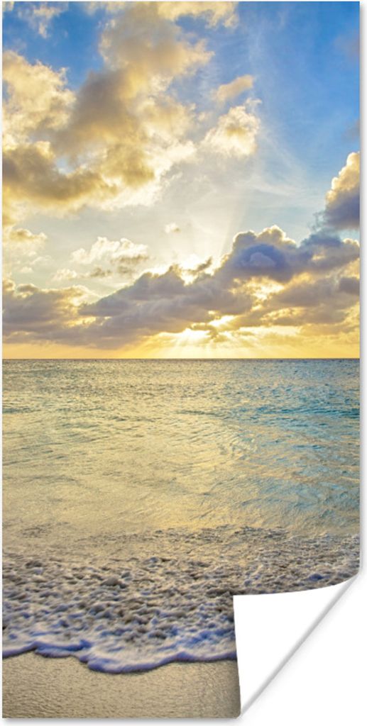 MuchoWow Poster Meer - Strand - Wolken - Sonne 20x40 cm - Plakat - Foto