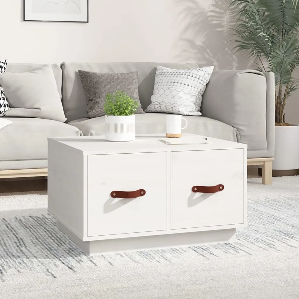 vidaXL Tavolino bianco 60x53x35 cm in legno di pino massiccio - Tavolino - Tavoli da caffè - Tavolino - Tavolino da divano