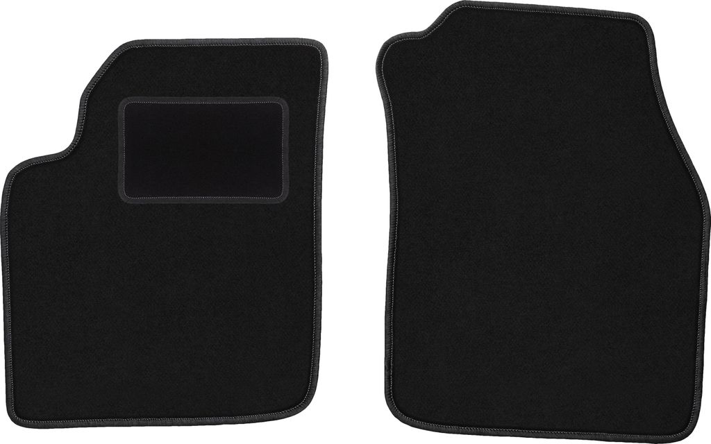Velours-Fußmatten Vorne passend für Ford Ka MK1 (Schrägheck, Bj. 1998-2006) – schwarz, passgenau, mit Befestigungen set 2 Stk. - STANDARD