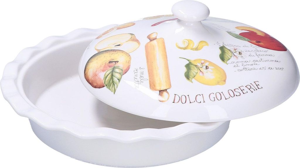 Apple pie platter with lid Goloserie - White  27 cm Immagine del prodotto 