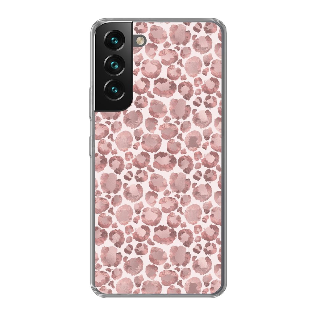 MuchoWow Handyhülle Schutzhülle Hülle für Samsung Galaxy S22 Pantherdruck - Rosa - Pastell - Luxus Silikon Softcase Handy Hülle - Mobiltelef...