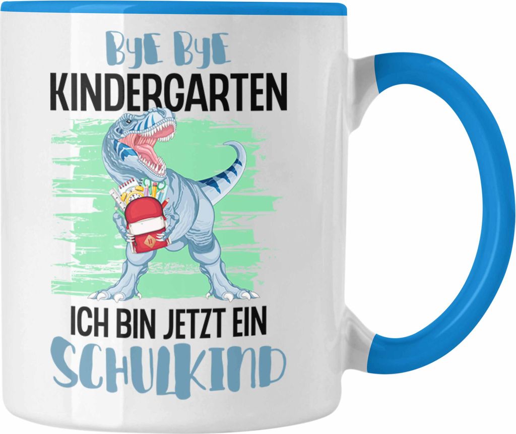 Trendation - Einschulung Junge Dino Geschenk für Schultüte Füllung Tasse Schulstart 1. Schultag Schuleinführung Schulanfang Geschenkidee Schulk...