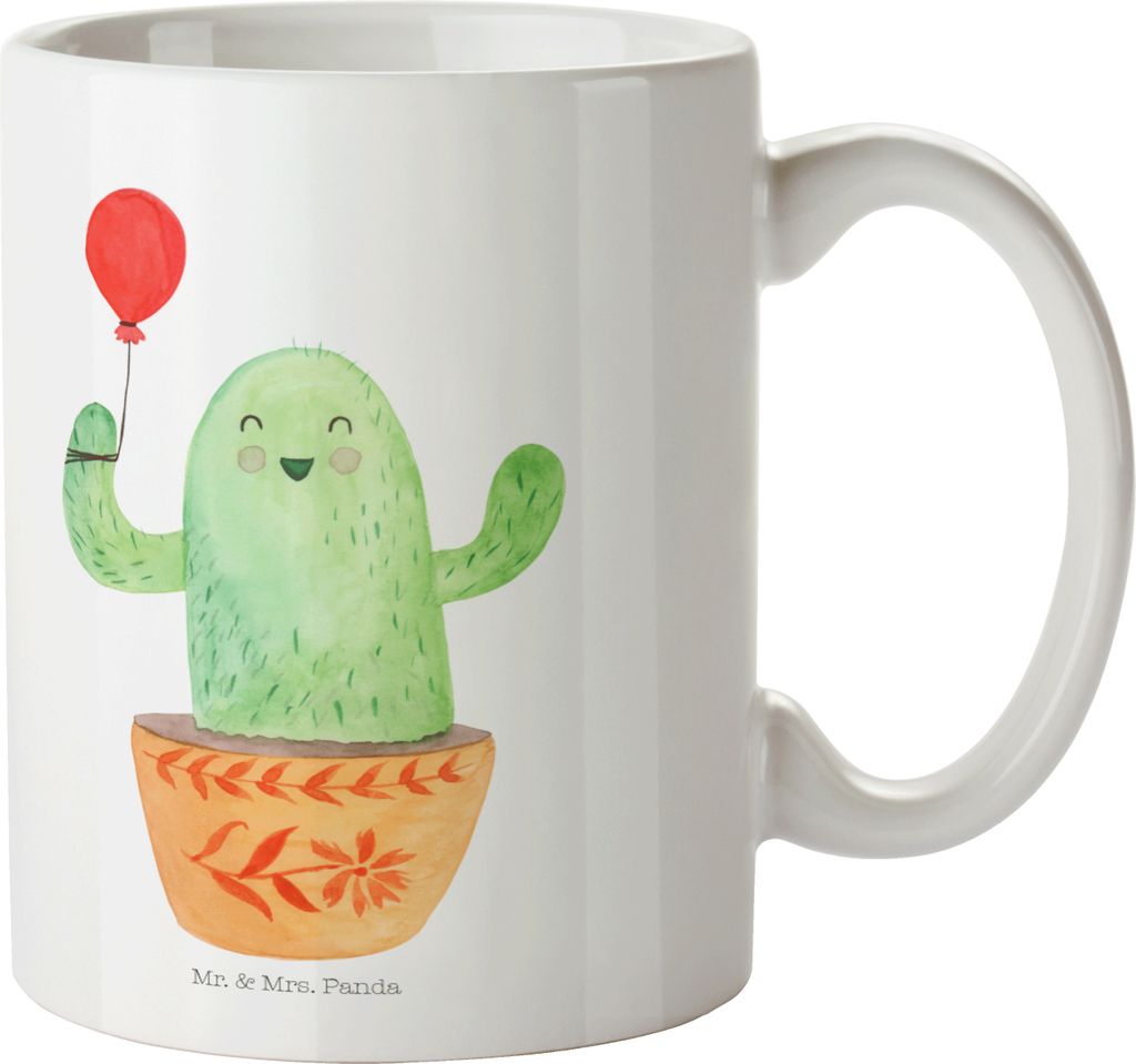 Mr. & Mrs. Panda Plastikbecher Kaktus Luftballon - Weiß - Geschenk, Mehrwegbecher, Pott, Camping Tasse, Stress, Kinderbecher, Kakteen, Neustart, B...