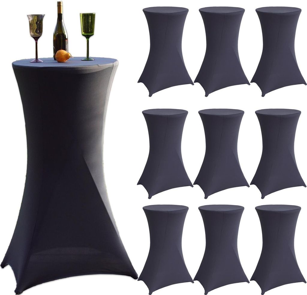 10x Stehtischhusse grau 60 cm Husse Partytisch Bistrotisch Tischdecke Decke