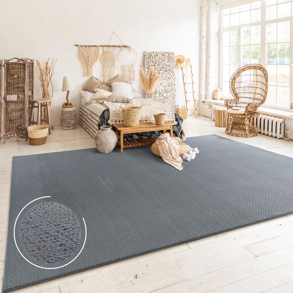 Teppich Wohnzimmer Kurzflor Skandinavisches Boho Muster Produktbild 