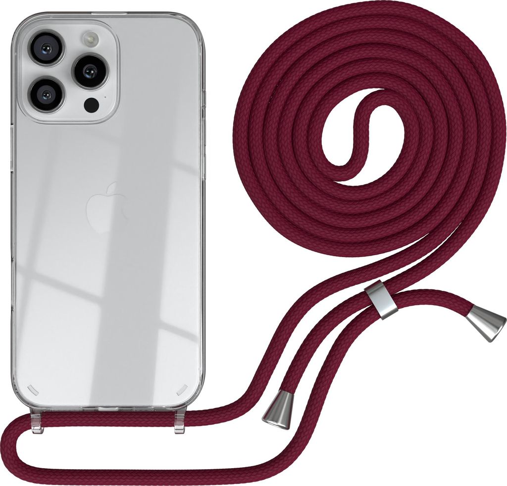 EAZY CASE Handykette mit Hülle für Apple iPhone 16 Pro Max Backcover Handykette, zum Umhängen in Rot