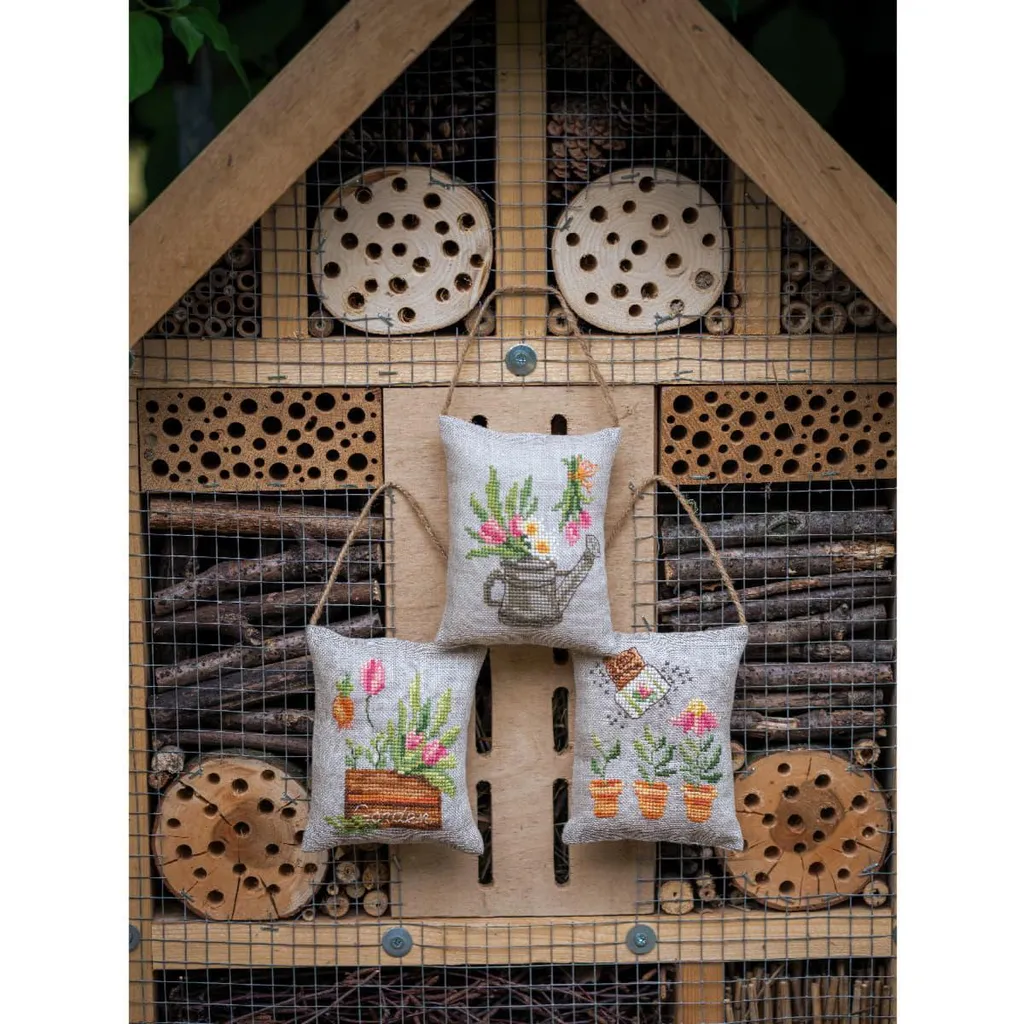 Coussins Décoratifs à Broder Jardin I Set de 3 Point de Croix 11x13 - 6