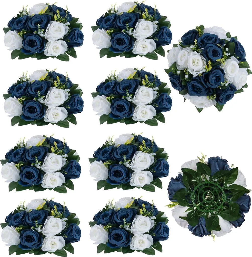 Set 10 Fiori Artificiali Blu Navy BLOSMON: Decorazioni Nozze Top