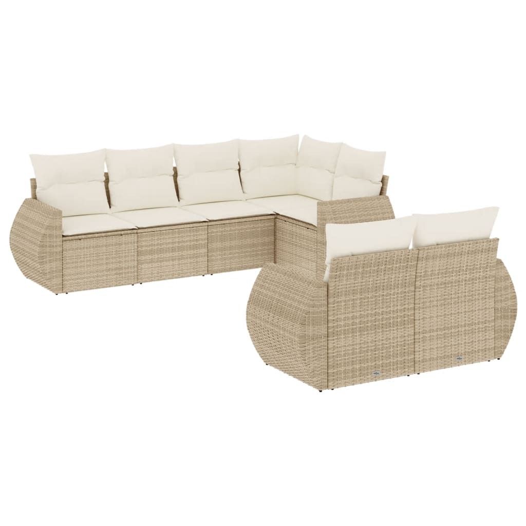 "2026 Aktion" 7-tlg. Garten-Sofagarnitur - Balkonmöbel/Loungeset - elegantes Design - mit Kissen Beige Poly Rattan - Gartensofas NeuMöbel859302