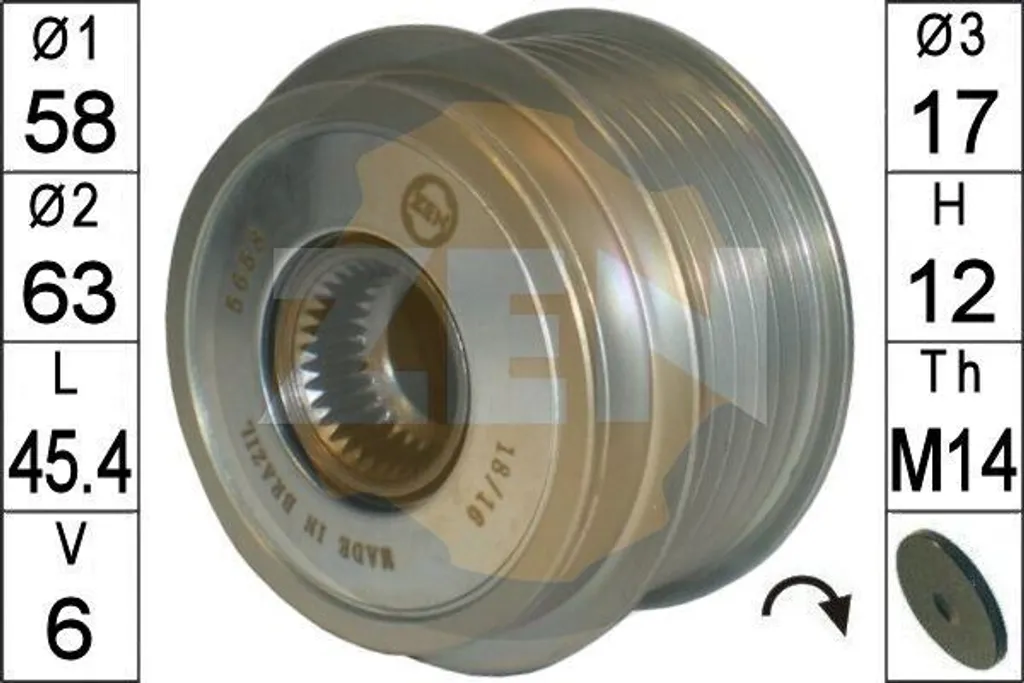 ERA ZN5658 Roue libre d'alternateur OE 27415 33070 pour Toyota Yaris P9