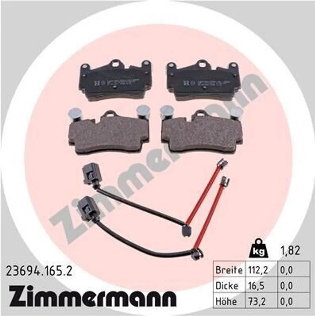 Plaquettes Zimmermann 23694.165.2 à Haute Friction pour Porsche 9PA