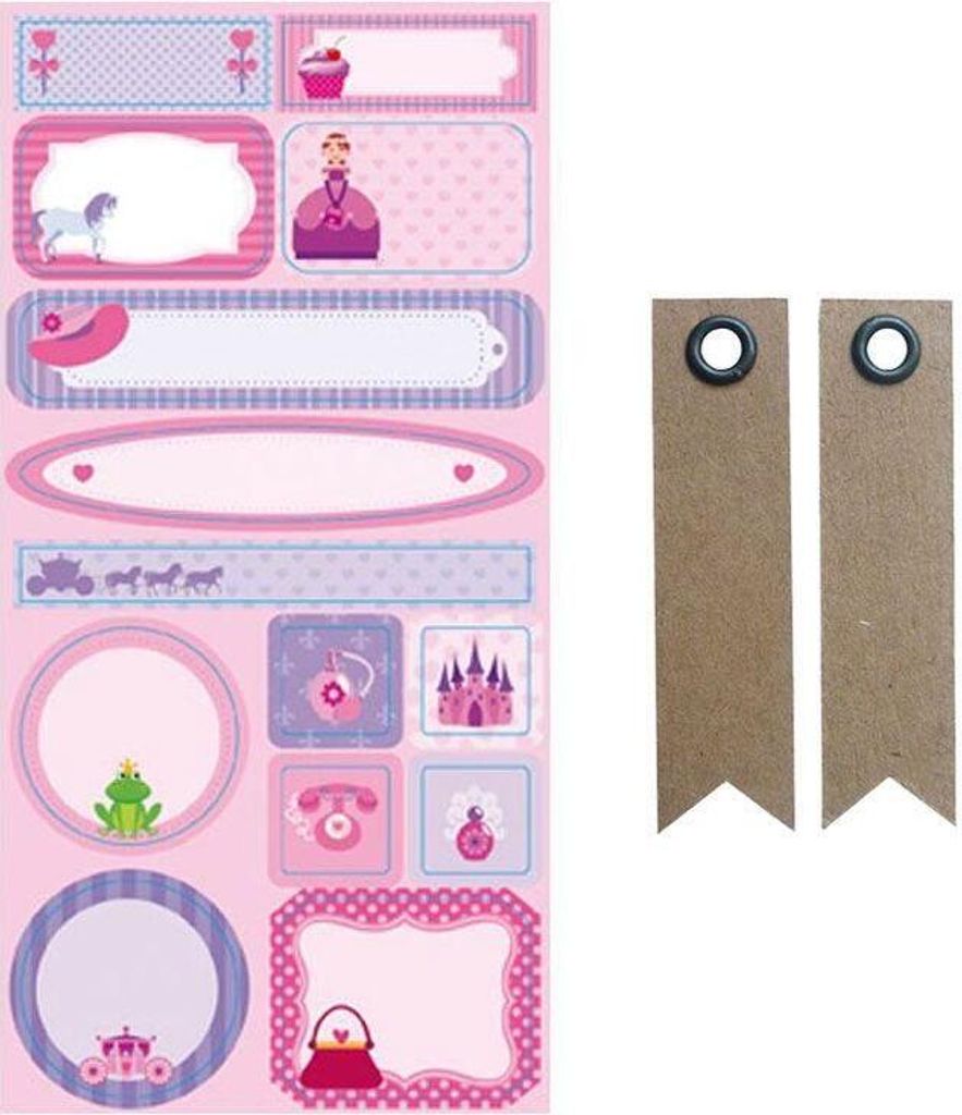 Ablösbare Etiketten - Princess + 20 Wimpel Kraft Etiketten
