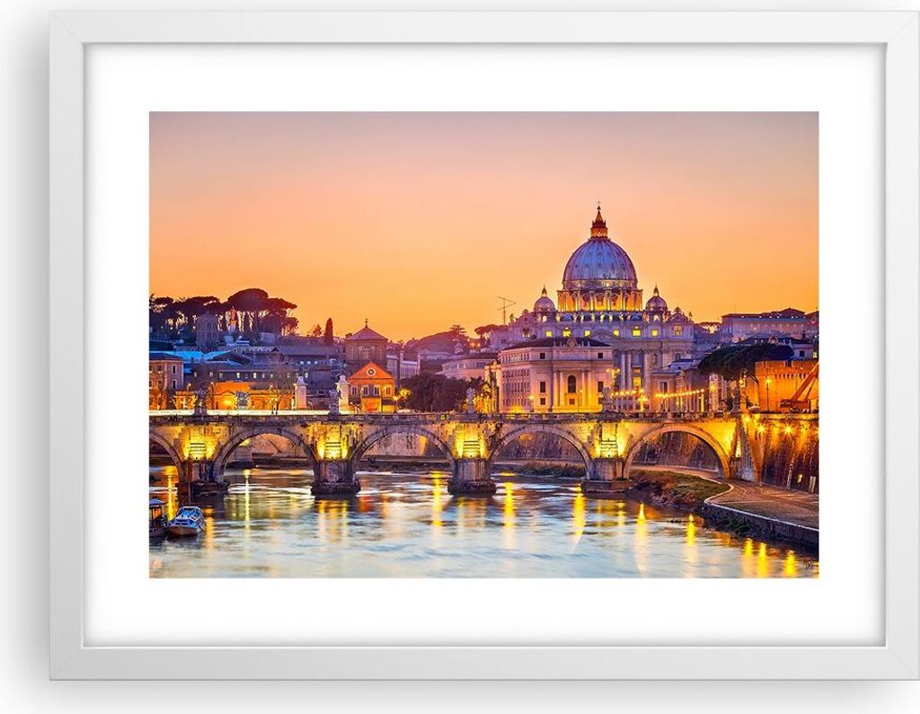 Gerahmtes Poster - Weißer Rahmen - Rom Italien Basilika Geschichte - 40x30 cm - Wand Bild - Wanddeko - Wandbilder - Wandposter - Bilderrahmen - Bi...