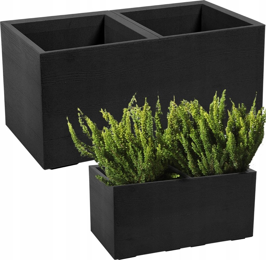 Lamela Blumentopf | Karo | 80cm | Schwarz Holz