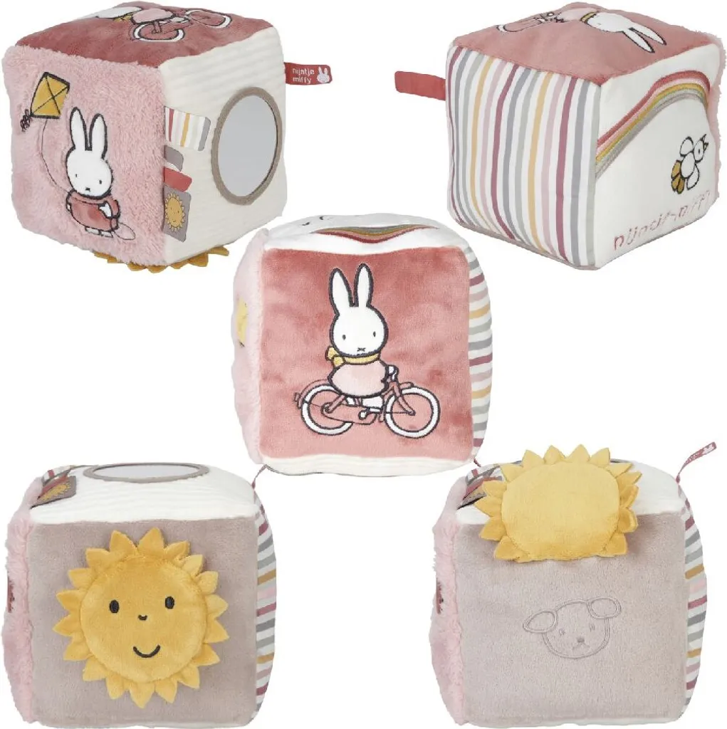 Cube Actif Miffy Soft Fluffy Rose - Textile Sensoriel et Ludique 15cm - 9