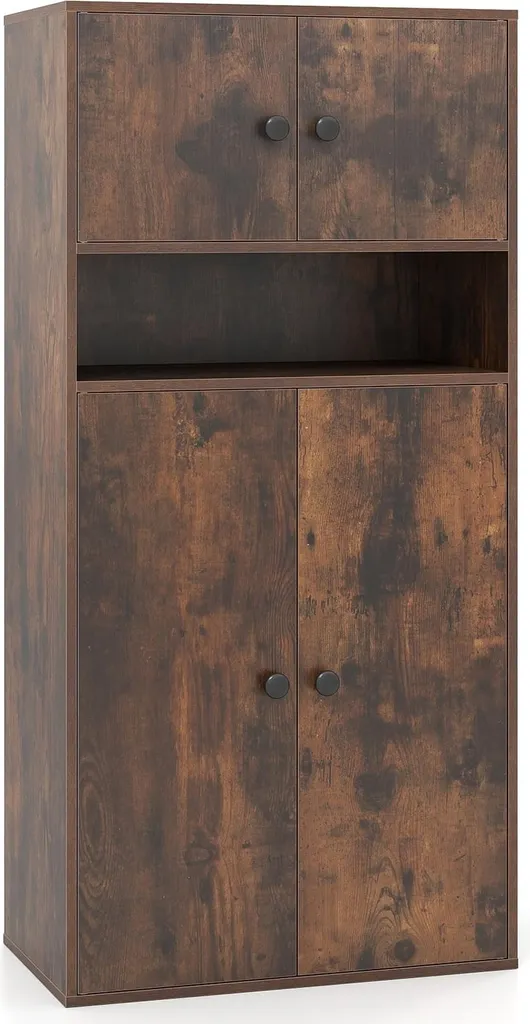 Armoire de bureau basse 4 portes pour archives et livres - Haut. 111cm