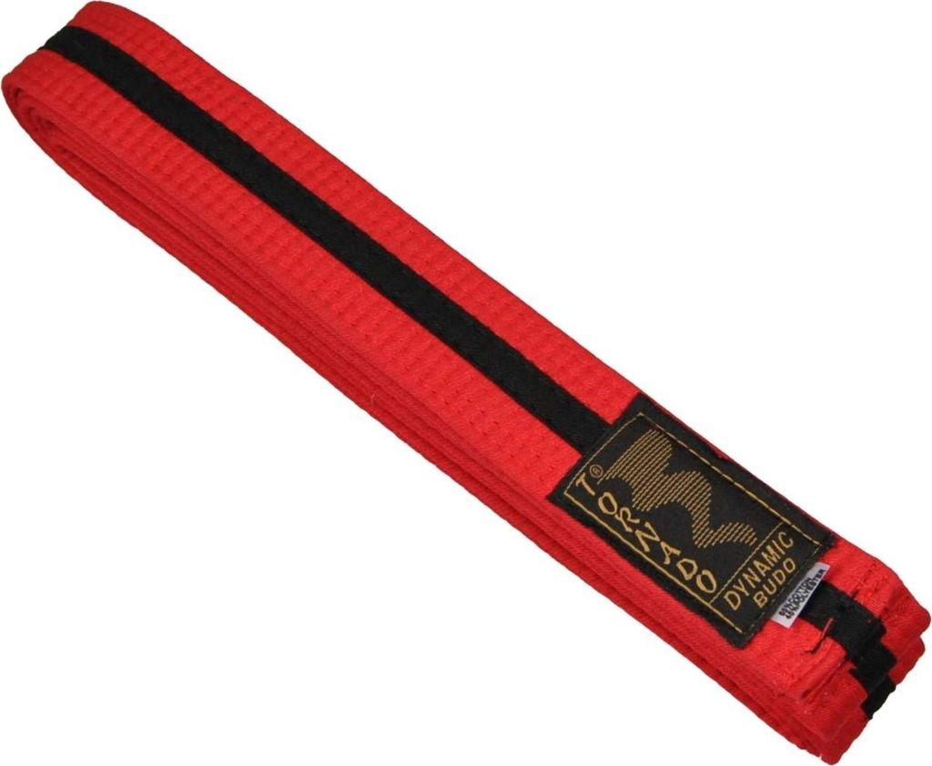 TEKKA BUDO Kampfsport Gürtel mit Mittelstreifen rot-schwarz 240 cm 2-farbig - Budogürtel, Karate, Judo, Taekwondo, Ju-Jutsu