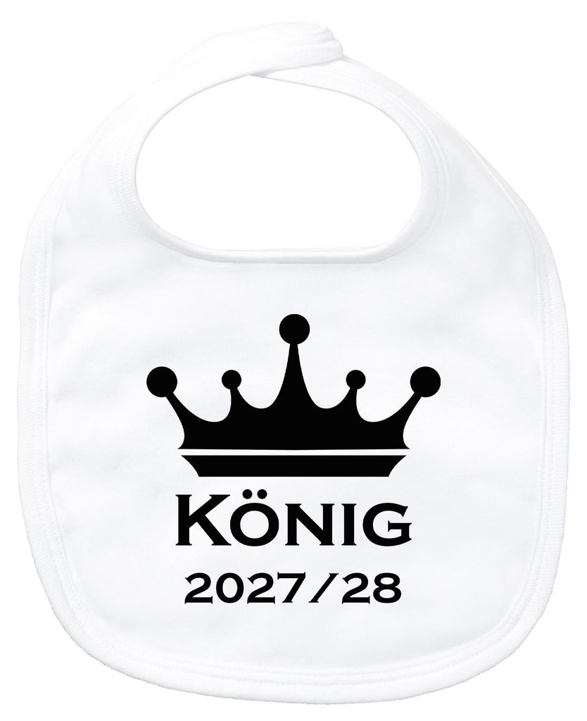Huuraa Baby Lätzchen König 2027/28 Krone Schüztenkönig White Klettverschluss Baumwolle Latz Geschenkidee