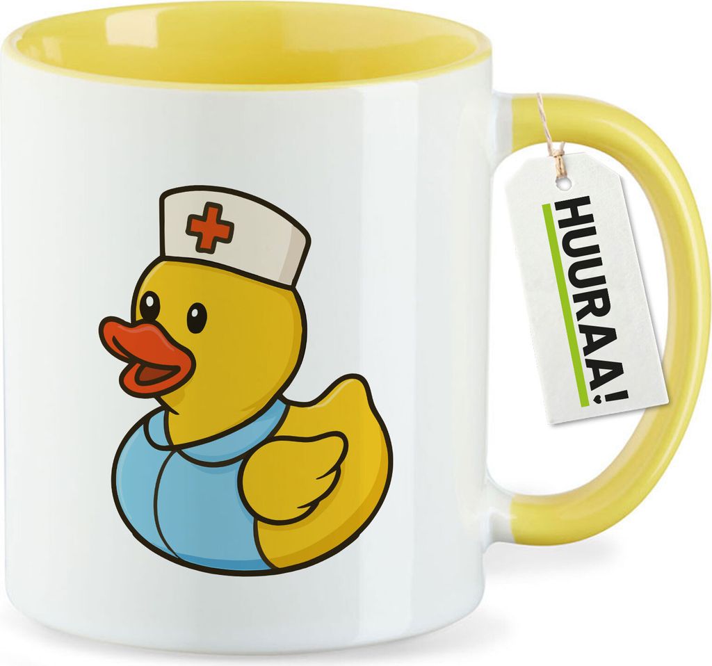 Huuraa Kaffeetasse Quietscheente Altenpflege Comic Gummiente 330ml Gelb Keramik Kaffeebecher Geschenkidee