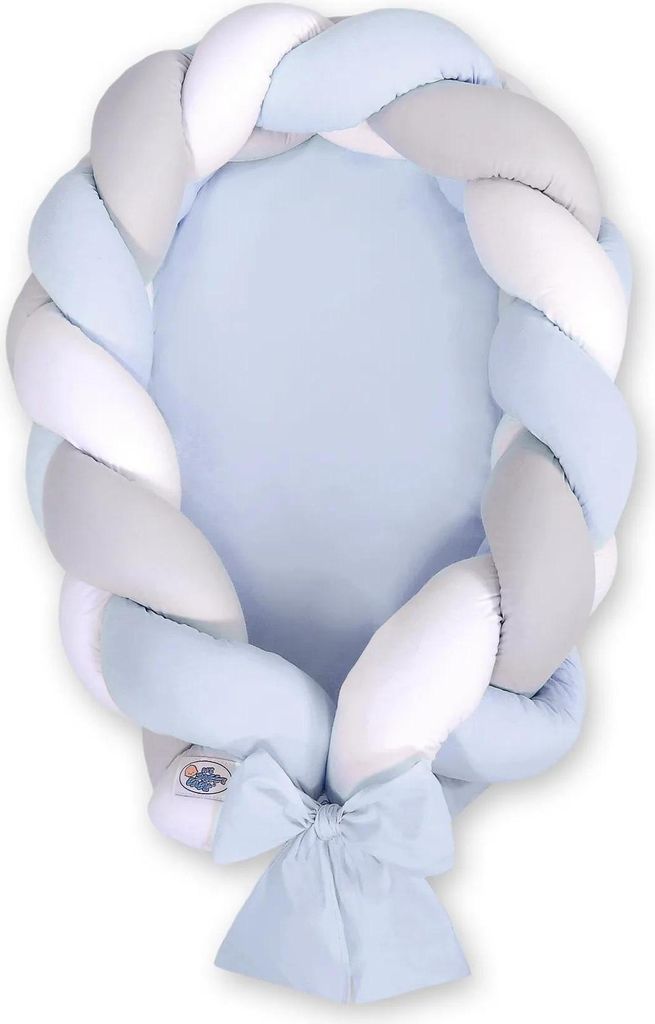 Cocon pour bébé 2 en 1 tressé blanc et gris Image du produit 