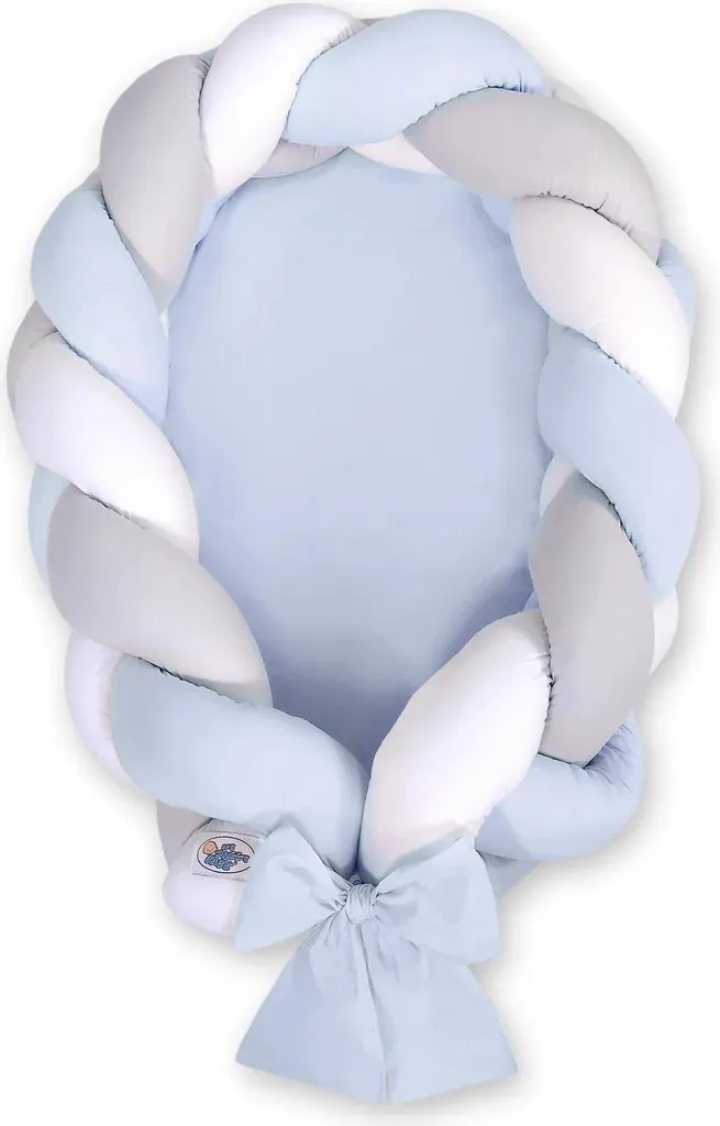 Cocon bébé tressé modulable 2 en 1 blanc gris avec tour de lit amovible
