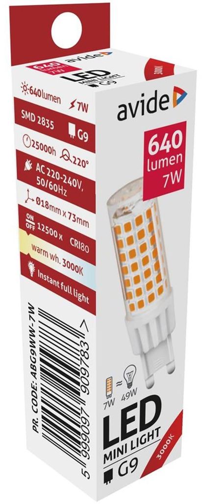 Avide LED G9 7W WW 3000K (640 Lumen)