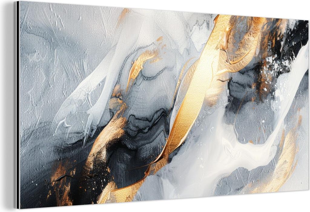 MuchoWow Wanddekoration Metall Metallbild Wandkunst 120x60 cm Abstrakt - Gold - Farbe - Ästhetik - Kunst MuchoWow Aluminium Gemälde - Metalbilder