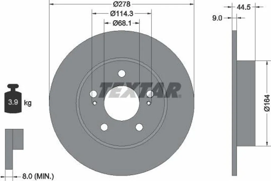 Textar 92113103 Disque de Frein Arrière pour Nissan Maxima et Cefiro
